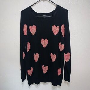 Torrid Black Sweater Pink Hearts Size 0 (Large - see size chart)
